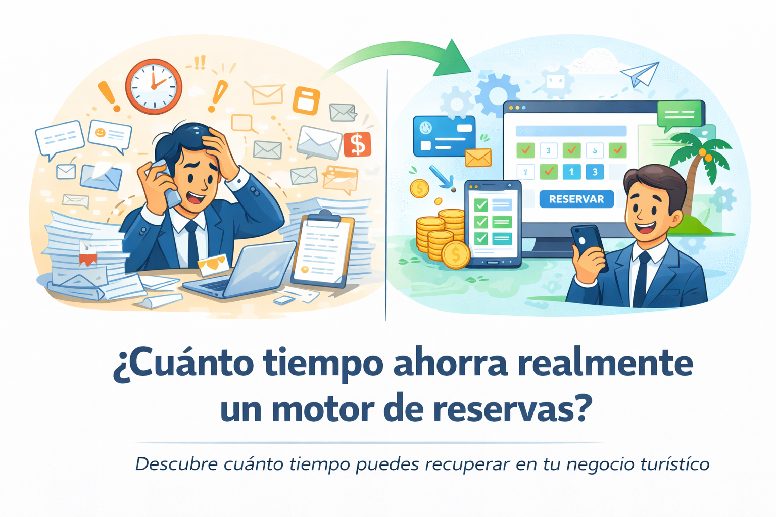 Ahorro de tiempo al usar un motor de reservas en un negocio turístico frente a la gestión manual